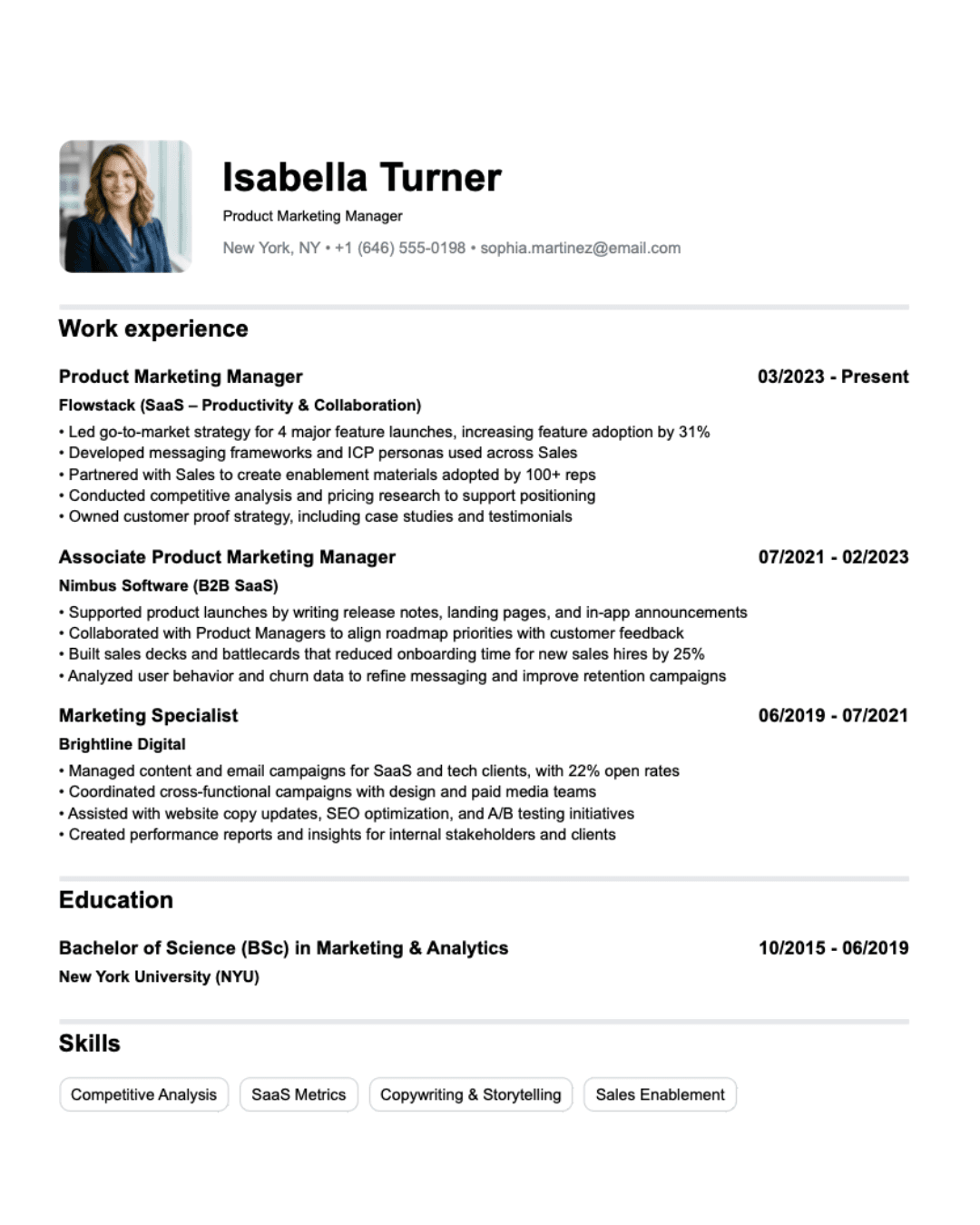 Resume preview